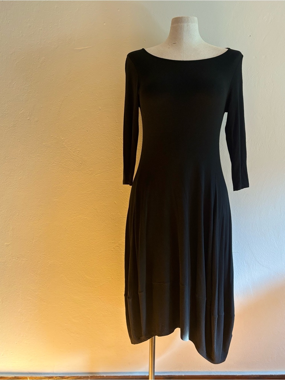 EILEEN FISHER Black 3/4 Sleeve Cocoon Dress XS